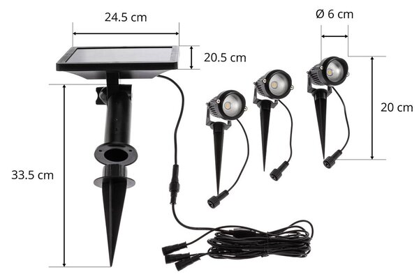 Lampa z grotem ziemnym LED Malida, zestaw 3 sztuk, czarna Malida Lindby, czarny, aluminium, nowoczesny