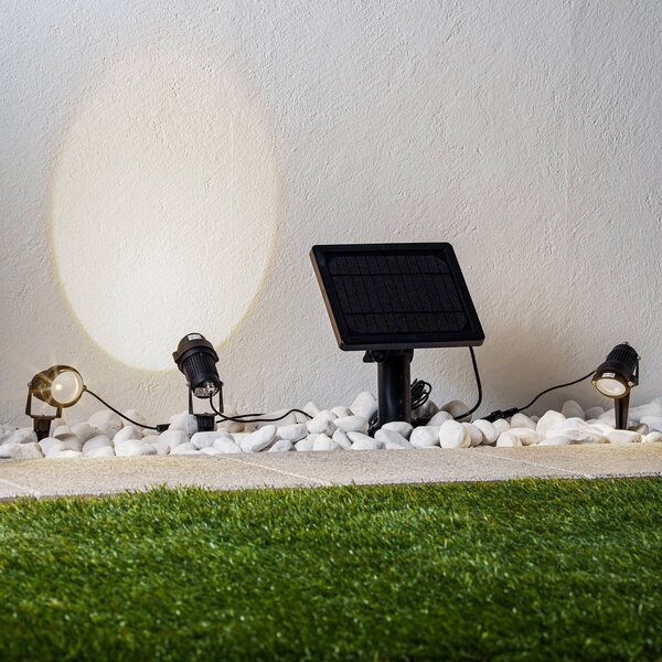 Lampa z grotem ziemnym LED Malida, zestaw 3 sztuk, czarna Malida Lindby, czarny, aluminium, nowoczesny