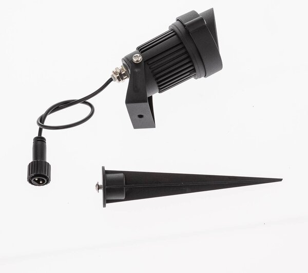 Lampa z grotem ziemnym LED Malida, zestaw 3 sztuk, czarna Malida Lindby, czarny, aluminium, nowoczesny