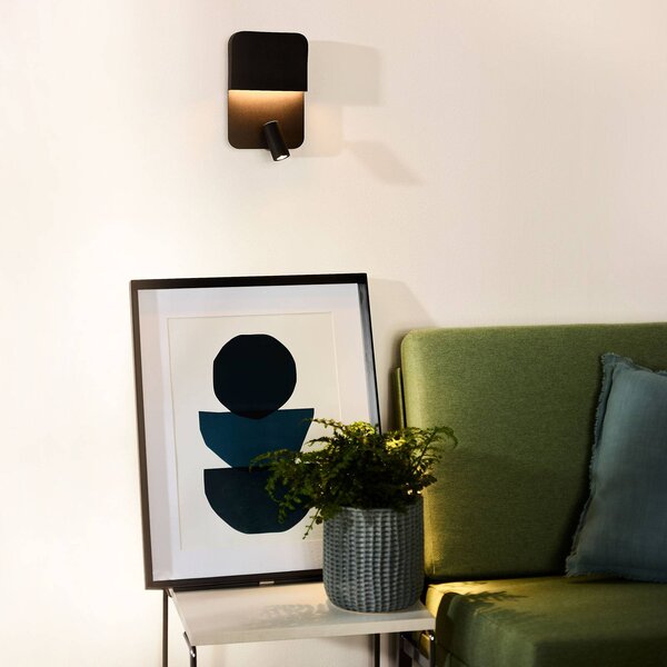 Lucide Kinkiet LED Boxer, czarny, salon / jadalnia, metal, nowoczesny