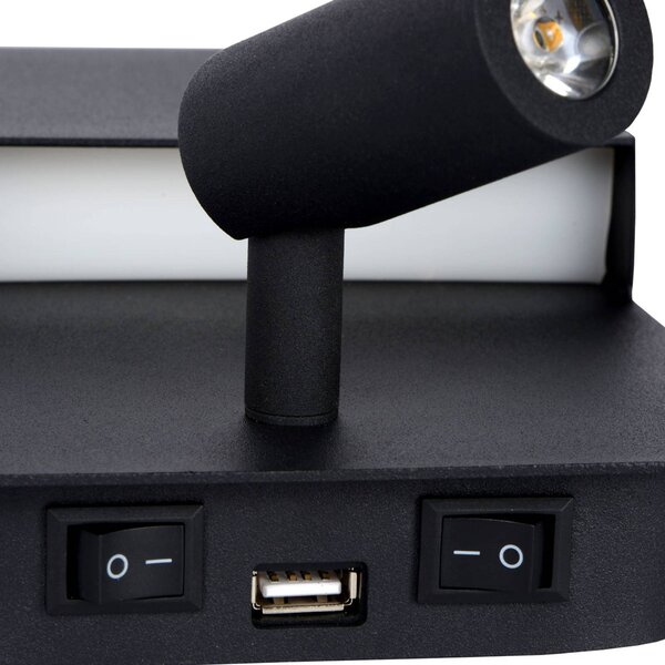 Lucide Kinkiet LED Boxer, czarny, salon / jadalnia, metal, nowoczesny