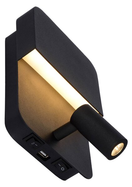 Lucide Kinkiet LED Boxer, czarny, salon / jadalnia, metal, nowoczesny