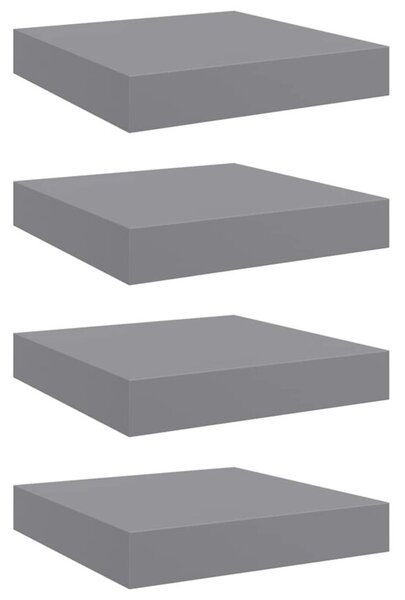 Półki ścienne, 4 szt., szare, 23 x 23,5 x 3,8 cm, mdf