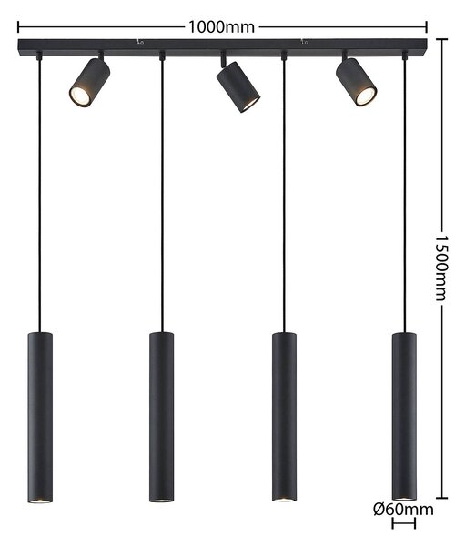 Lampa wisząca Sanad Lindby, możliwość ściemniania, czarny, salon / jadalnia, metal, nowoczesny