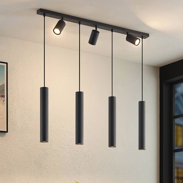 Lampa wisząca Sanad Lindby, możliwość ściemniania, czarny, salon / jadalnia, metal, nowoczesny