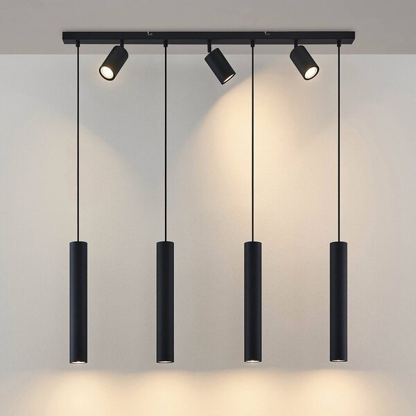 Lampa wisząca Sanad Lindby, możliwość ściemniania, czarny, salon / jadalnia, metal, nowoczesny