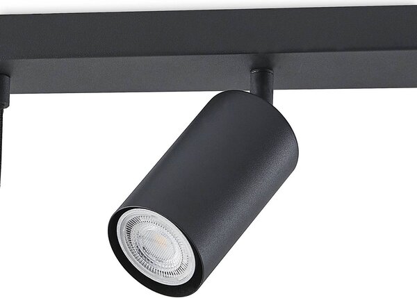 Lampa wisząca Sanad Lindby, możliwość ściemniania, czarny, salon / jadalnia, metal, nowoczesny