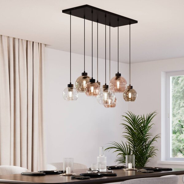 Lampa wisząca szklana Cubus TK Lighting, możliwość ściemniania, przezroczysty / transparentny, salon / jadalnia, szkło, nowoczesny
