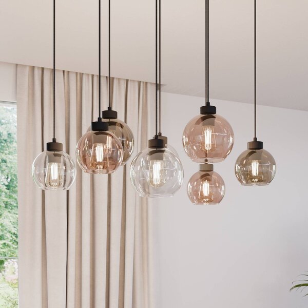 Lampa wisząca szklana Cubus TK Lighting, możliwość ściemniania, przezroczysty / transparentny, salon / jadalnia, szkło, nowoczesny