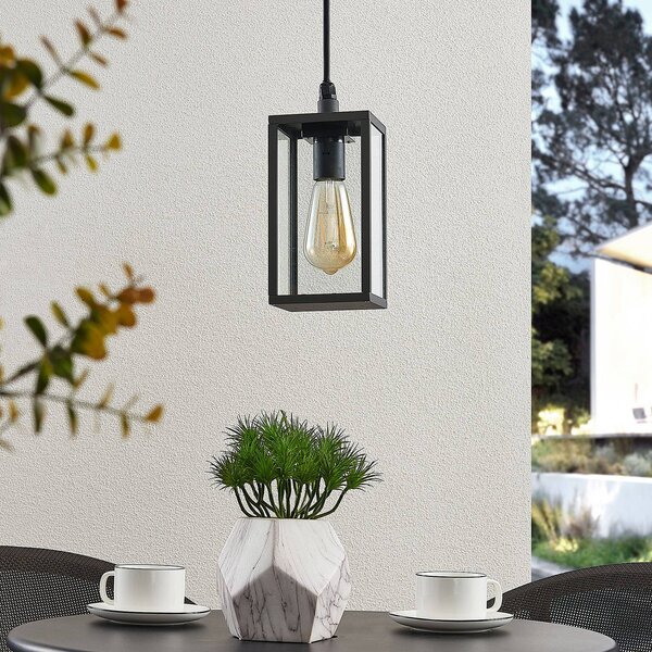 Lindby lampa wisząca zewnętrzna Filimon, antracyt, 22 cm, IP44, E27 Filimon Lindby, możliwość ściemniania, czarny, aluminium, nowoczesny