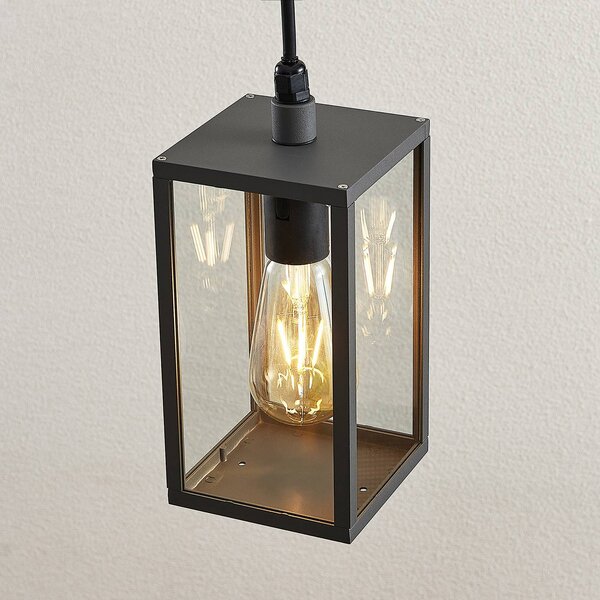 Lindby lampa wisząca zewnętrzna Filimon, antracyt, 22 cm, IP44, E27 Filimon Lindby, możliwość ściemniania, czarny, aluminium, nowoczesny