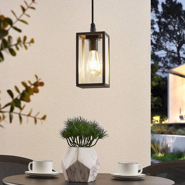 Lindby lampa wisząca zewnętrzna Filimon, antracyt, 22 cm, IP44, E27 Filimon Lindby, możliwość ściemniania, czarny, aluminium, nowoczesny