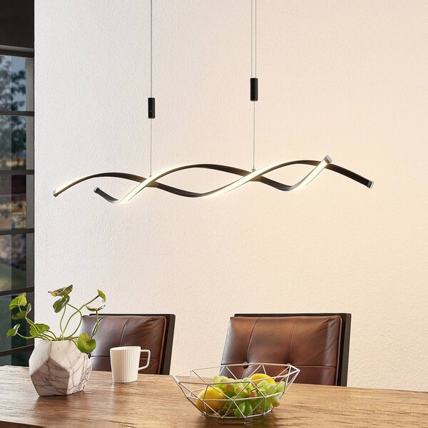 Lampa wisząca Welina Lindby, możliwość ściemniania, czarny, salon / jadalnia, metal, nowoczesny