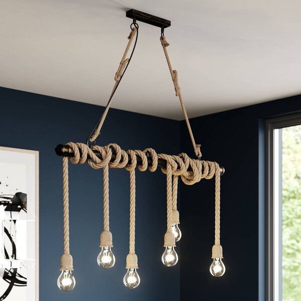 Lampa wisząca Hajo Lindby, możliwość ściemniania, brązowy / rdzawy, salon / jadalnia, metal, vintage