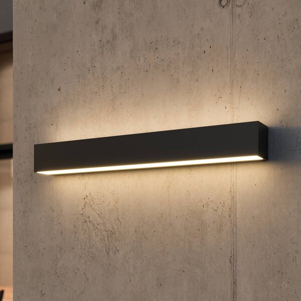 Kinkiet zewnętrzny LED Lengo Lucande, czarny, aluminium, nowoczesny