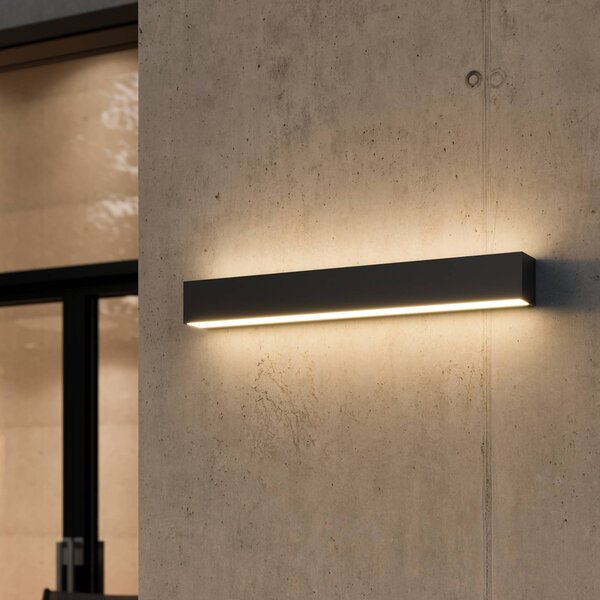 Kinkiet zewnętrzny LED Lengo Lucande, czarny, aluminium, nowoczesny