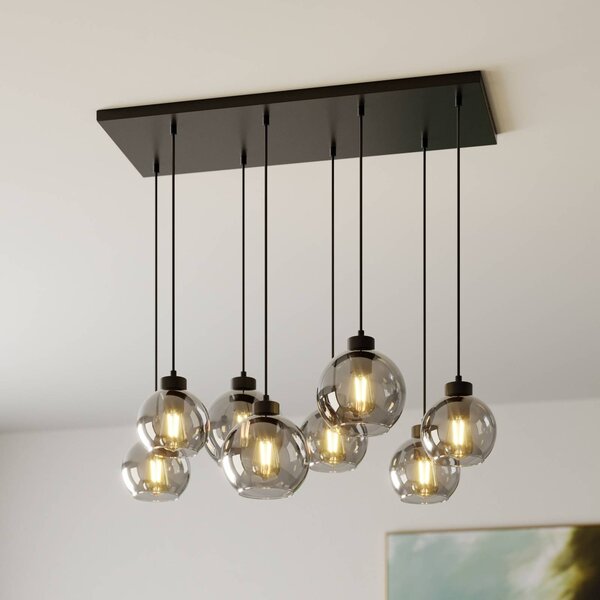 Lampa wisząca szklana Cubus TK Lighting, możliwość ściemniania, czarny, salon / jadalnia, szkło, nowoczesny