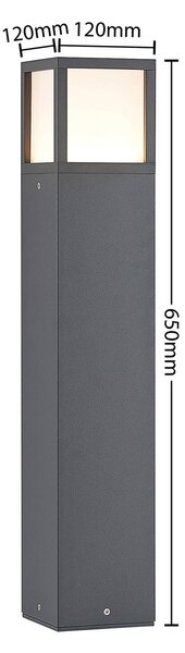 Słupek oświetleniowy LED Dewari Lucande, aluminiowy / szary / cynkowy, aluminium, nowoczesny
