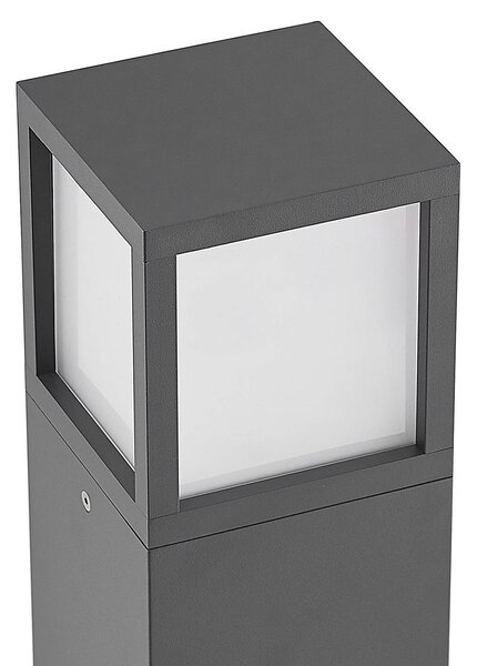 Słupek oświetleniowy LED Dewari Lucande, aluminiowy / szary / cynkowy, aluminium, nowoczesny