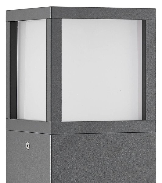 Słupek oświetleniowy LED Dewari Lucande, aluminiowy / szary / cynkowy, aluminium, nowoczesny