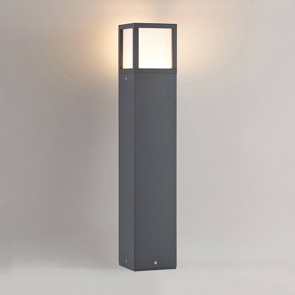 Słupek oświetleniowy LED Dewari Lucande, aluminiowy / szary / cynkowy, aluminium, nowoczesny