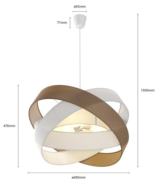 Lampa wisząca Simaria Lindby, możliwość ściemniania, brązowy / rdzawy, salon / jadalnia, tkanina / materiał / jedwab, nowoczesny
