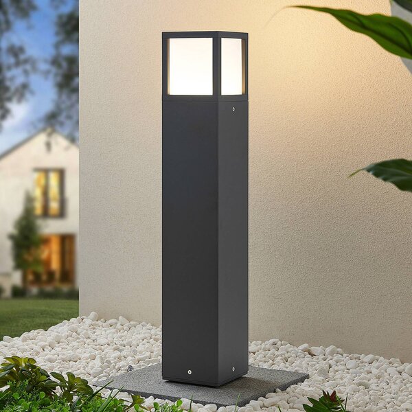 Słupek oświetleniowy LED Dewari Lucande, aluminiowy / szary / cynkowy, aluminium, nowoczesny
