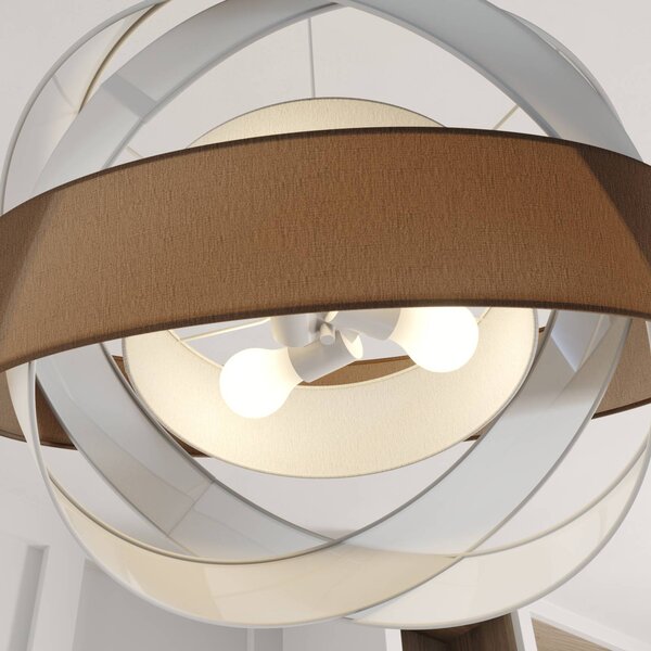 Lampa wisząca Simaria Lindby, możliwość ściemniania, brązowy / rdzawy, salon / jadalnia, tkanina / materiał / jedwab, nowoczesny