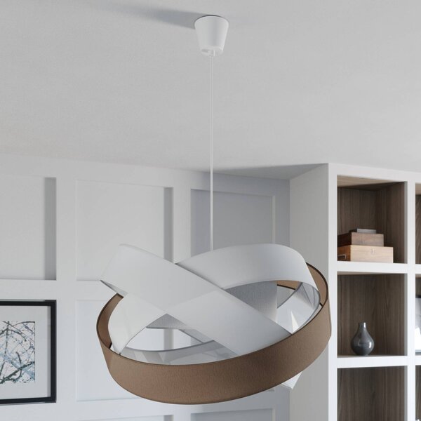 Lampa wisząca Simaria Lindby, możliwość ściemniania, brązowy / rdzawy, salon / jadalnia, tkanina / materiał / jedwab, nowoczesny