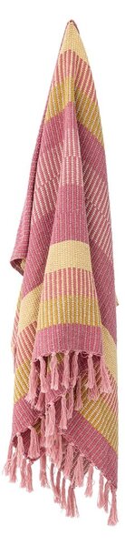 Żółto-różowy koc z bawełny z recyklingu 130x160 cm Isnel – Bloomingville