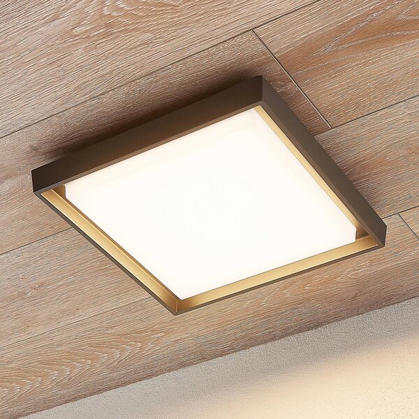 Lucande lampa sufitowa zewnętrzna LED Birta, ciemnoszary, IP54, 34 cm Birta, aluminiowy / szary / cynkowy, aluminium, nowoczesny
