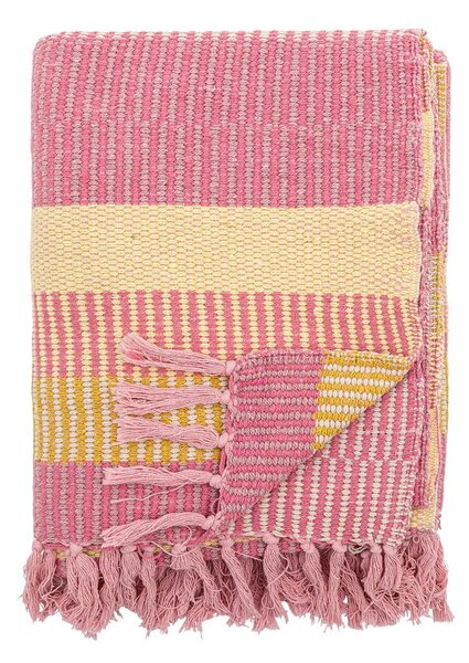 Żółto-różowy koc z bawełny z recyklingu 130x160 cm Isnel – Bloomingville