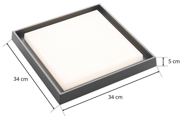 Lucande lampa sufitowa zewnętrzna LED Birta, ciemnoszary, IP54, 34 cm Birta, aluminiowy / szary / cynkowy, aluminium, nowoczesny