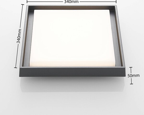 Lucande lampa sufitowa zewnętrzna LED Birta, ciemnoszary, IP54, 34 cm Birta, aluminiowy / szary / cynkowy, aluminium, nowoczesny