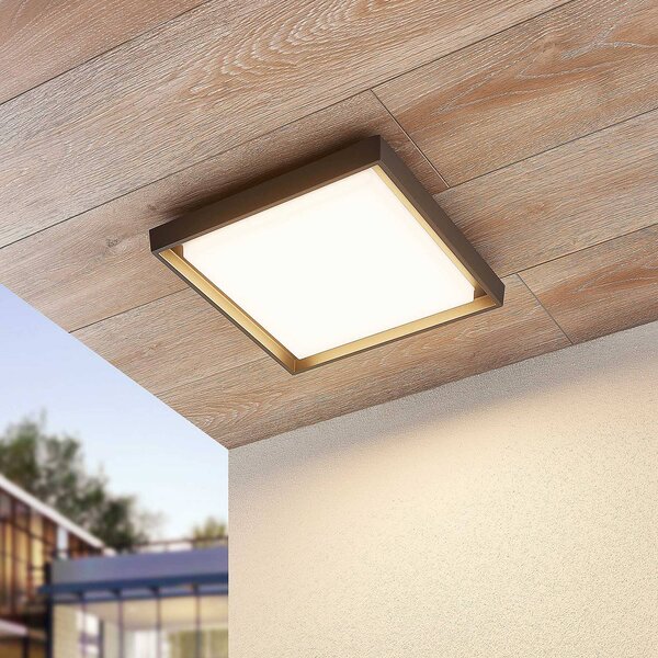 Lucande lampa sufitowa zewnętrzna LED Birta, ciemnoszary, IP54, 34 cm Birta, aluminiowy / szary / cynkowy, aluminium, nowoczesny
