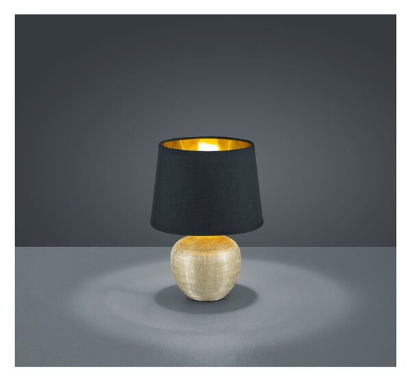 Czarna lampa stołowa z ceramiki i tkaniny Reality Luxor, wys. 26 cm