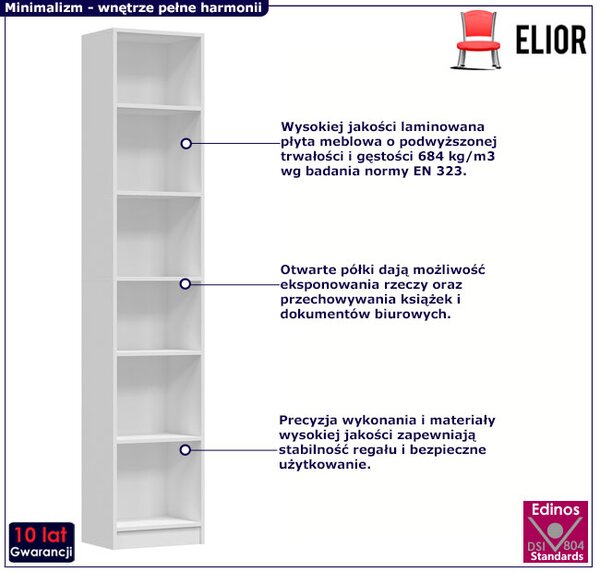 Biały wysoki otwarty regał słupek - Clarity 6X