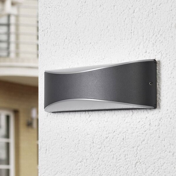 Kinkiet zewnętrzny LED Akira Lucande, czarny, aluminium, nowoczesny