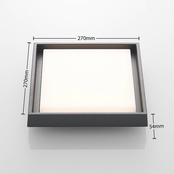Lucande lampa sufitowa zewnętrzna LED Birta, ciemnoszary, 27 cm, IP54 Birta, aluminiowy / szary / cynkowy, aluminium, nowoczesny