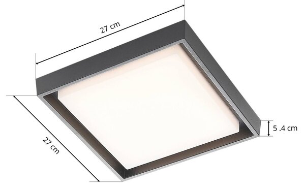 Lucande lampa sufitowa zewnętrzna LED Birta, ciemnoszary, 27 cm, IP54 Birta, aluminiowy / szary / cynkowy, aluminium, nowoczesny