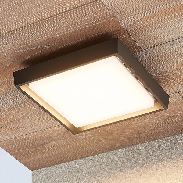 Lucande lampa sufitowa zewnętrzna LED Birta, ciemnoszary, 27 cm, IP54 Birta, aluminiowy / szary / cynkowy, aluminium, nowoczesny