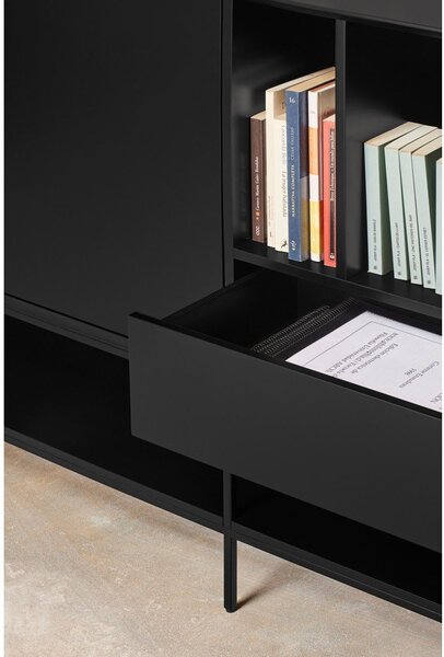 Czarna komoda 220x98x45 cm Platt – Teulat