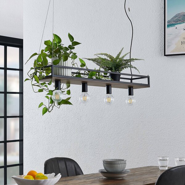 Lampa wisząca Kirista Lindby, możliwość ściemniania, czarny, salon / jadalnia, metal, vintage