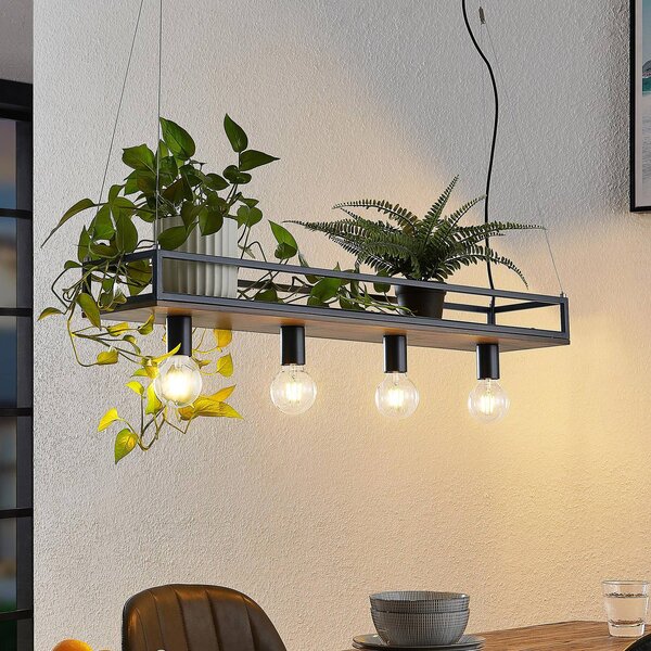 Lampa wisząca Kirista Lindby, możliwość ściemniania, czarny, salon / jadalnia, metal, vintage