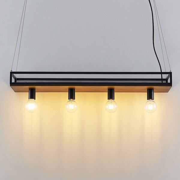 Lampa wisząca Kirista Lindby, możliwość ściemniania, czarny, salon / jadalnia, metal, vintage