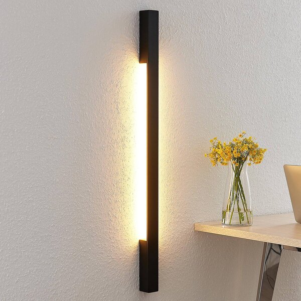 Kinkiet LED Ivano Arcchio, czarny, przedpokój, aluminium, nowoczesny