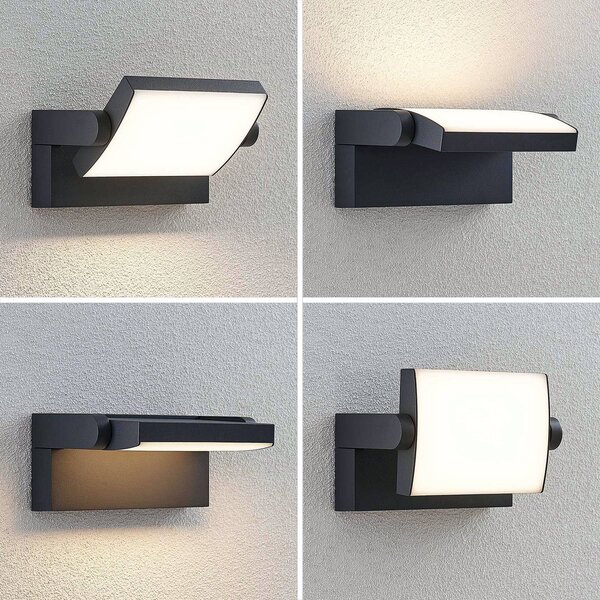 Kinkiet zewnętrzny LED Sherin Lindby, czarny, aluminium, nowoczesny