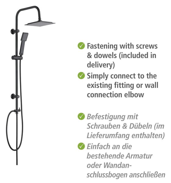 Zestaw prysznicowy ze stali nierdzewnej w kolorze matowej czerni 101 cm Cuadro – Wenko