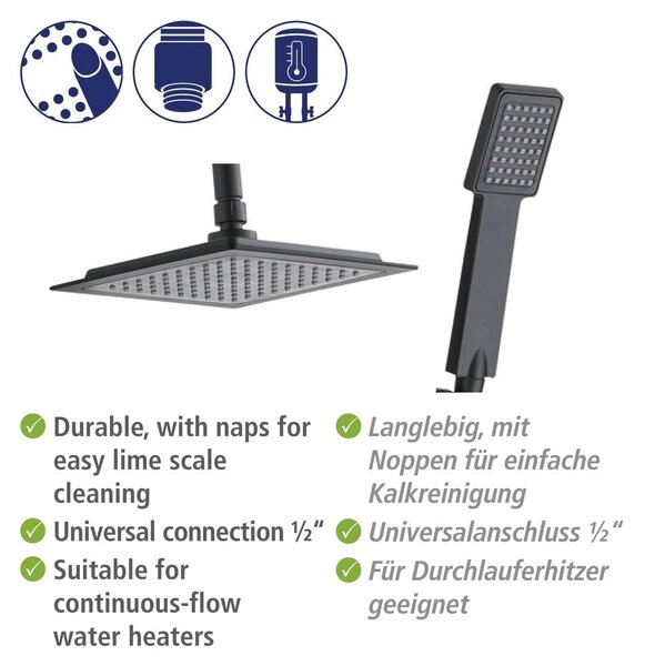 Zestaw prysznicowy ze stali nierdzewnej w kolorze matowej czerni 101 cm Cuadro – Wenko