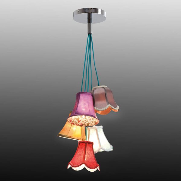 KARE Lampa wisząca designerska SALOON, możliwość ściemniania, multikolor, salon / jadalnia, tkanina / materiał / jedwab, design